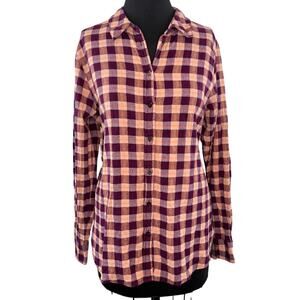 Scotch & Soda Purple Top Organic Cotton Gingham Moon Gazer Button-Up Sz Medium M